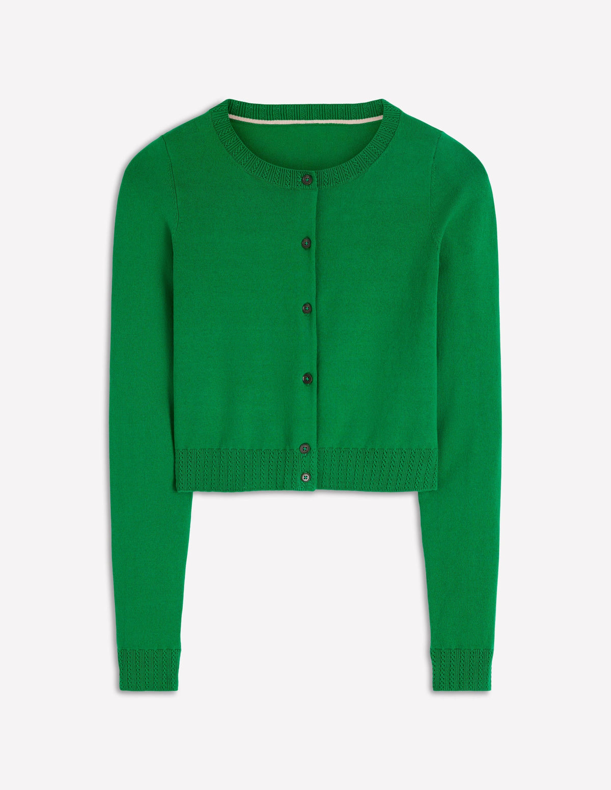 Emilia Cotton Cropped Cardigan-Rich Emerald