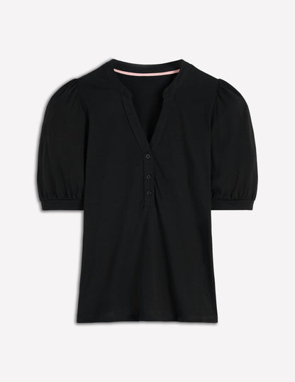 Supersoft Short Sleeve Henley-Black