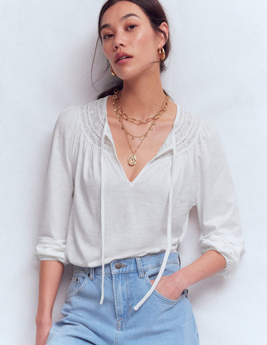 Edi Trim Detail Top-White