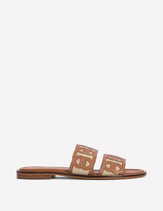 Interlocked Flat Sandal-Tan