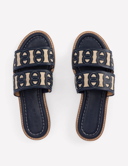 Interlocked Flat Sandal-Navy