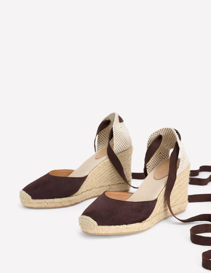 Cassie High Wedge Espadrilles-Bitter Chocolate