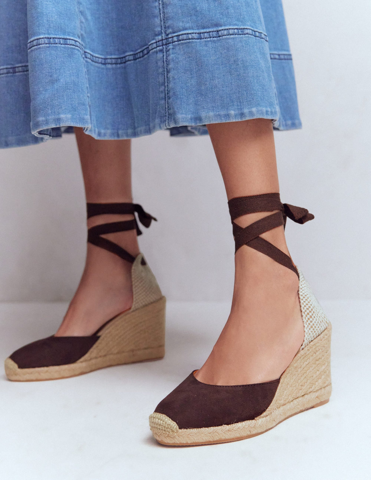 Cassie High Wedge Espadrilles-Bitter Chocolate