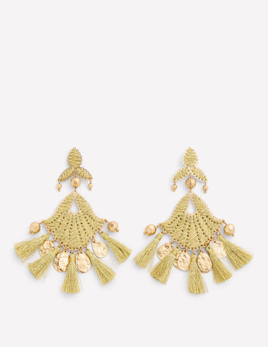Mega Motif Earrings-Gold Colour