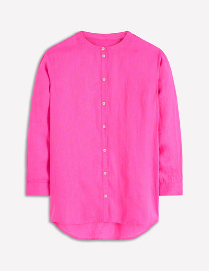 Longline Linen Shirt-Pop Pansy