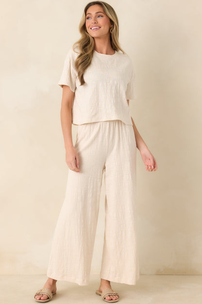 Z Supply Ivory Sway Textured Cropped Tee