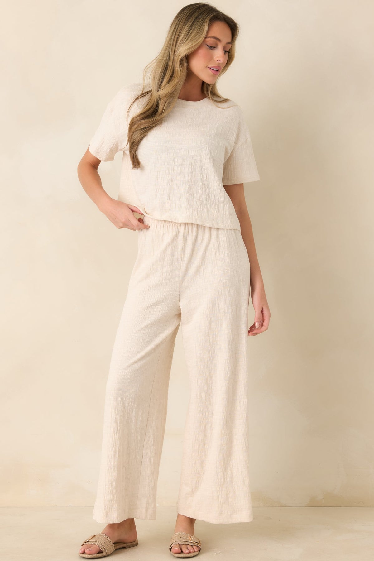 Z Supply Ivory Sway Textured Cropped Tee