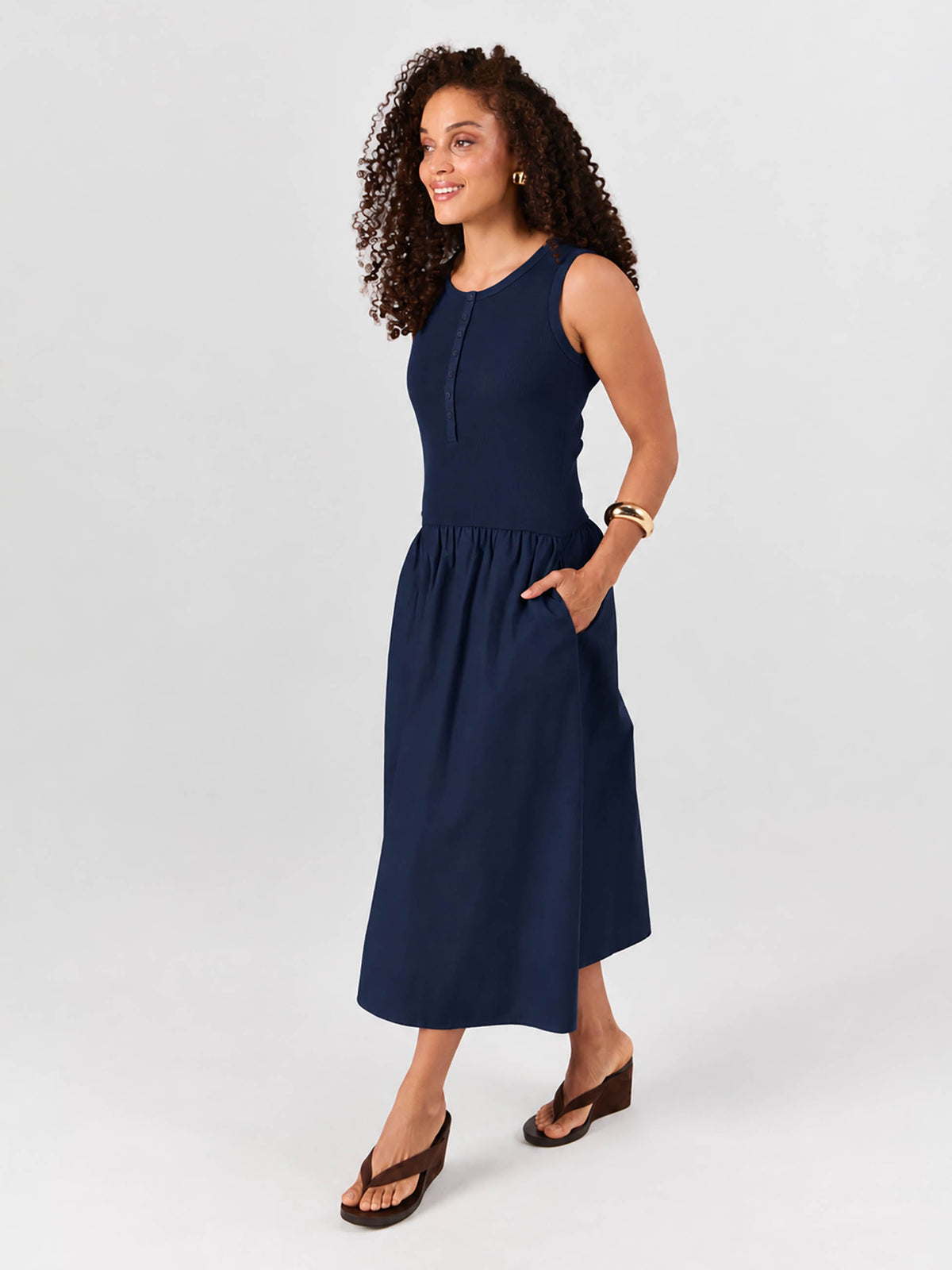 Aria Sleeveless Dress - Navy
