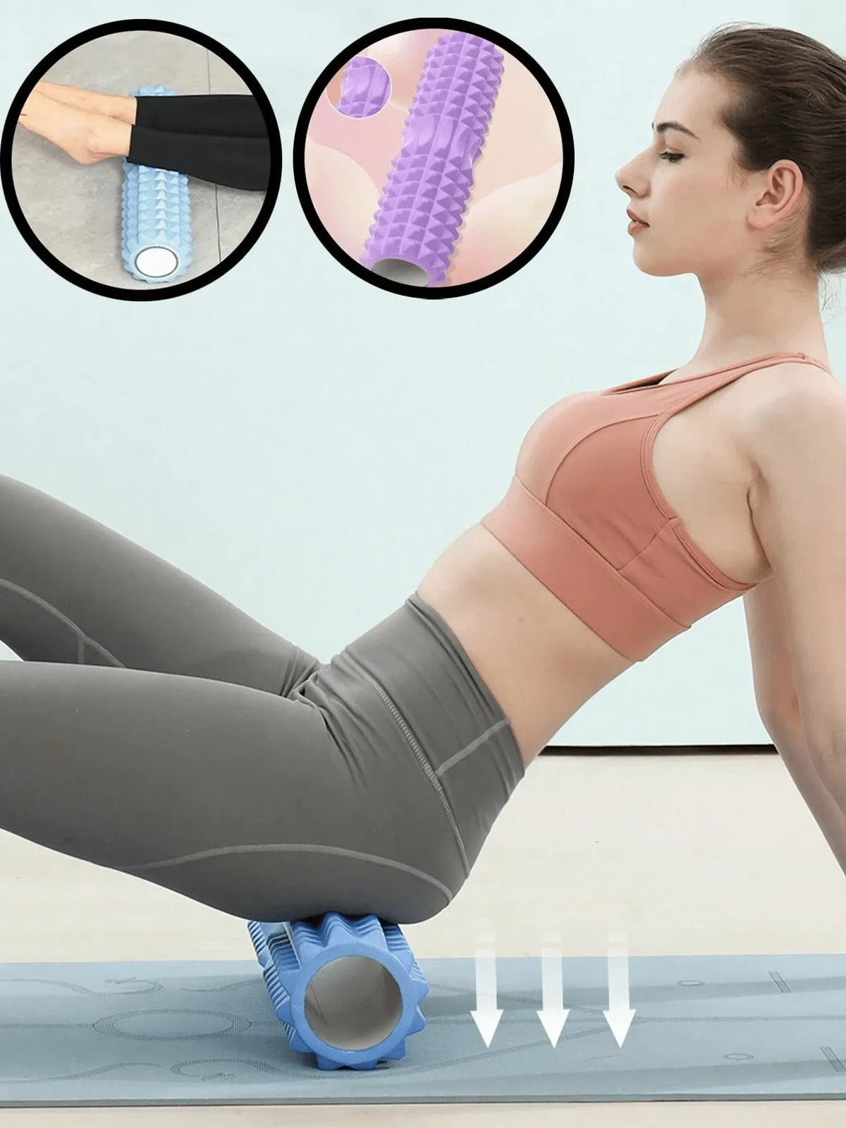 Textured Foam Yoga Roller – Lightweight Deep Tissue Massage Roller for Yoga, Pilates & Fitness