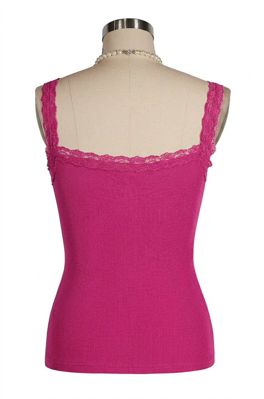 D'Amour Button Up Follies Singlet (Raspberry)