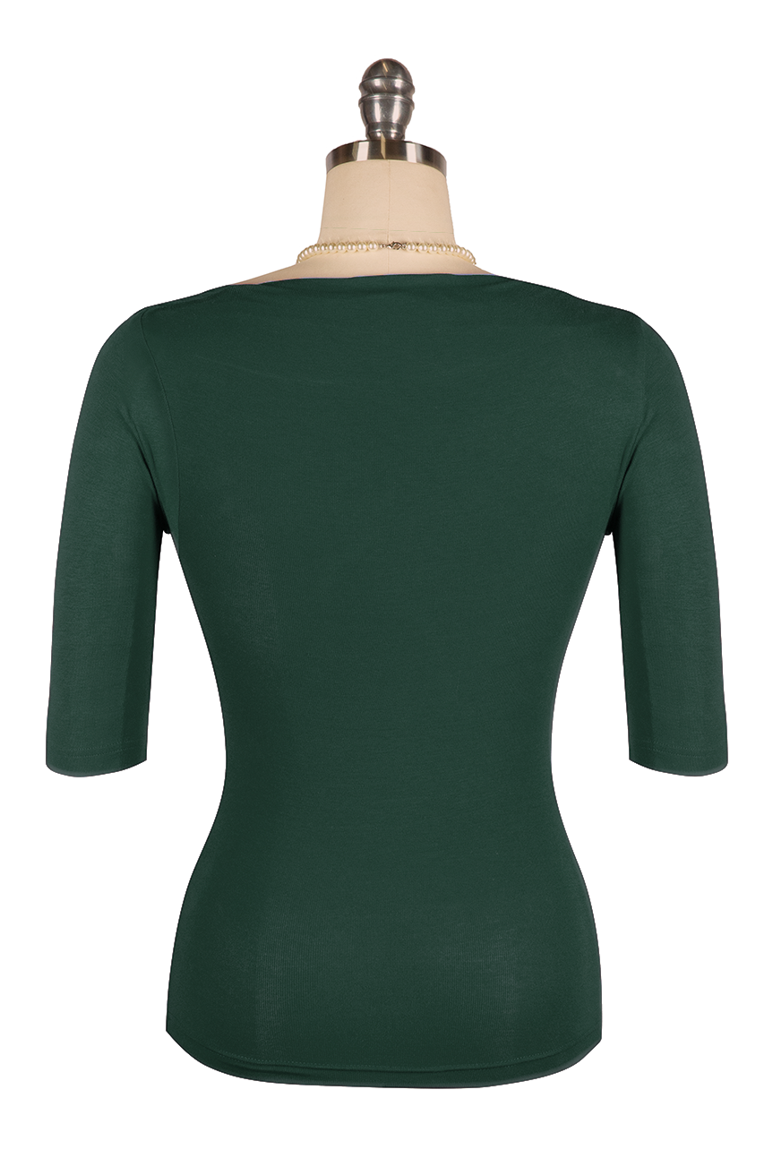 Manhattan Follies Cowl Neck Jersey Top (Deep Green)