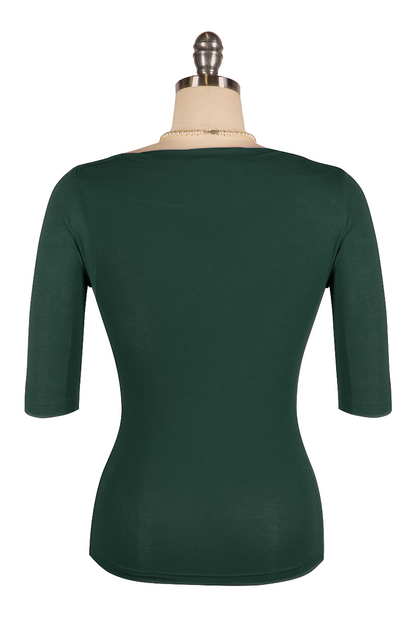 Manhattan Follies Cowl Neck Jersey Top (Deep Green)