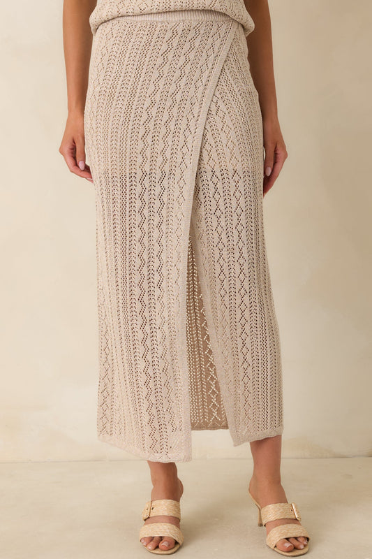 Z Supply Glimmer Gold Metallic Pointelle Knit Midi Skirt