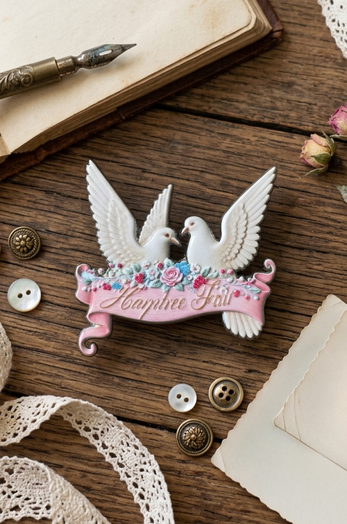 Harptree Village Follies Brooch (Doves)
