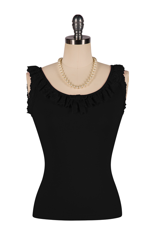 Wish You Were Here Madam Ruffle Singlet (Black)