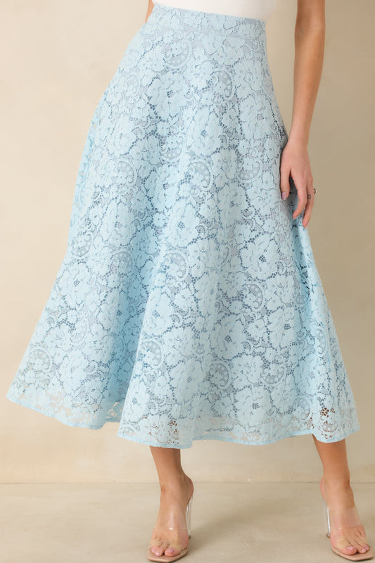 Soft Daylight Light Blue Guipure Maxi Skirt