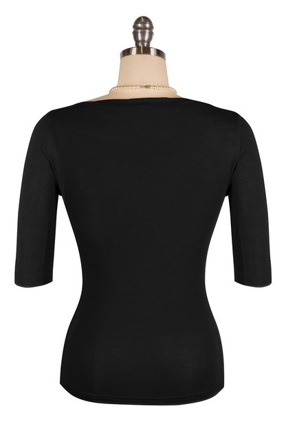 Manhattan Follies Cowl Neck Jersey Top (Black)