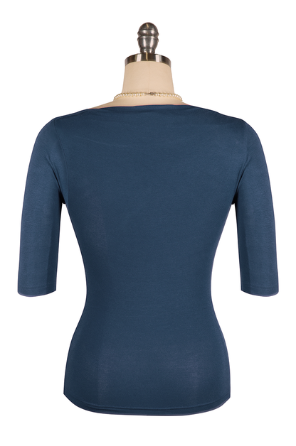Manhattan Follies Cowl Neck Jersey Top (Navy)