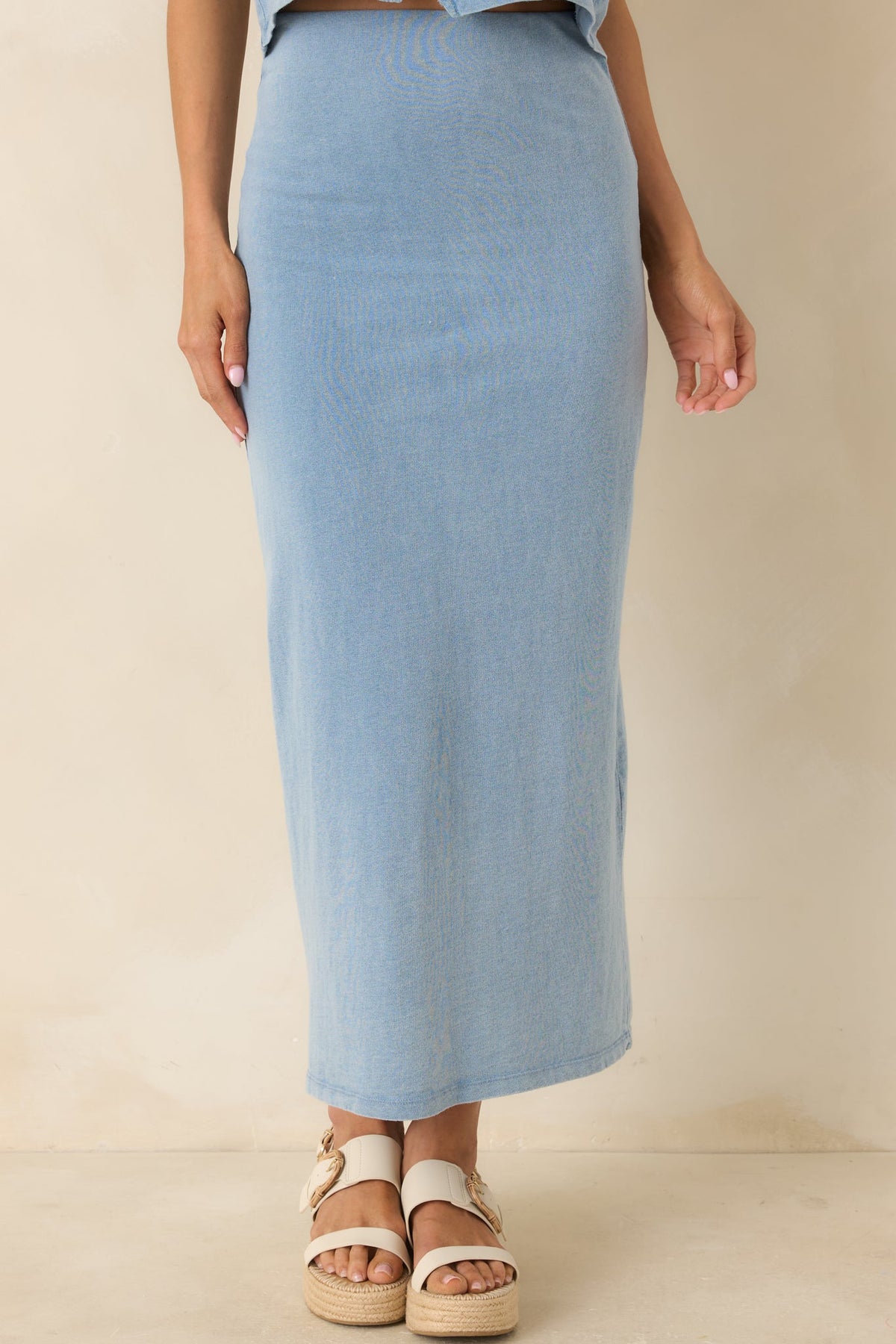 Z Supply Gail Ocean Air Indigo Cotton Jersey Midi Skirt