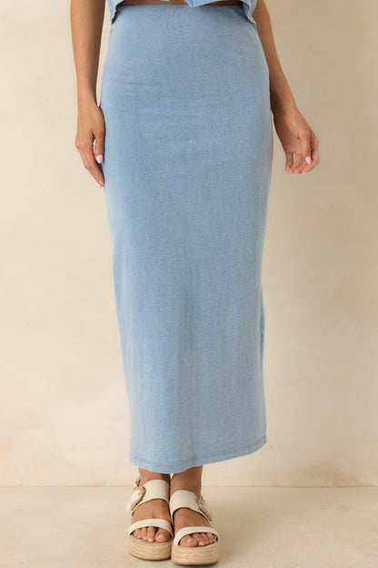 Z Supply Gail Ocean Air Indigo Cotton Jersey Midi Skirt