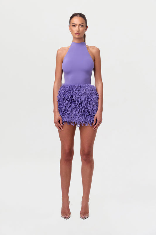 Faux Feather Mini Skirt