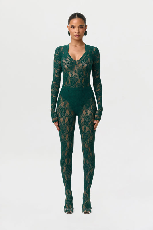 Stretch Lace Closed Toe Legging Petite