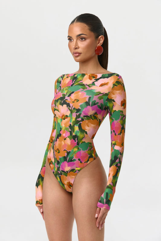Naked Print Boatneck Bodysuit