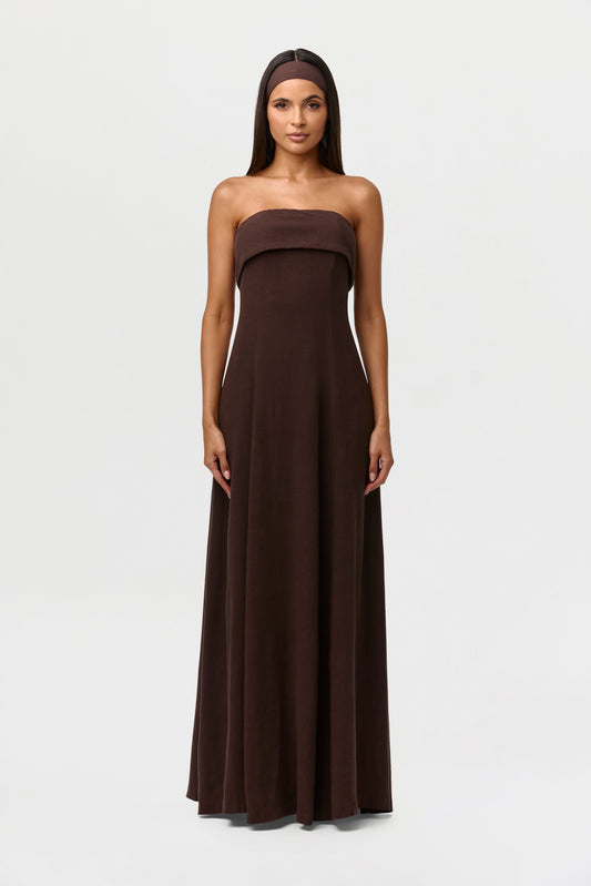Linen Tube Maxi Dress