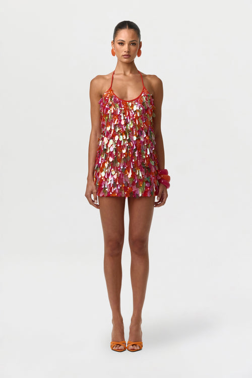 Sequin Halter Mini Dress
