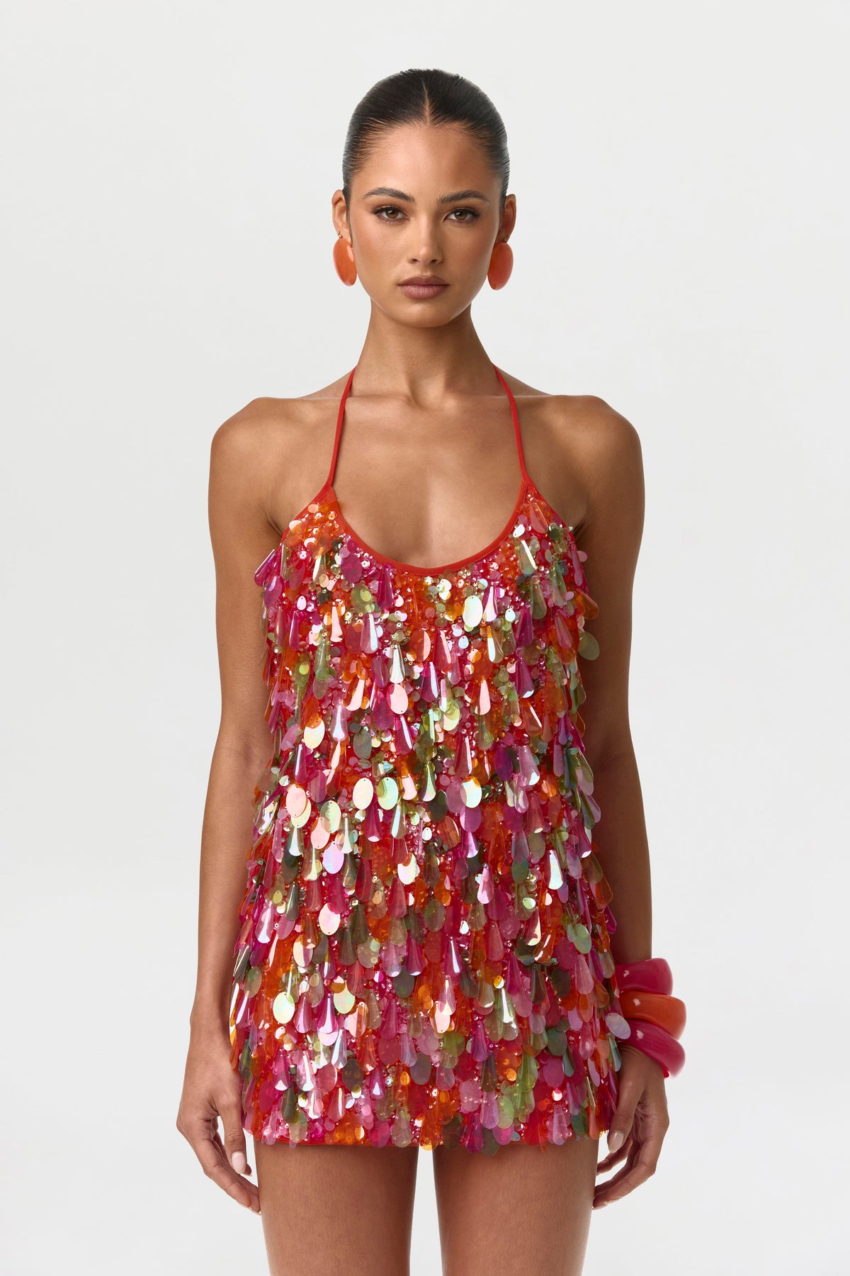 Sequin Halter Mini Dress