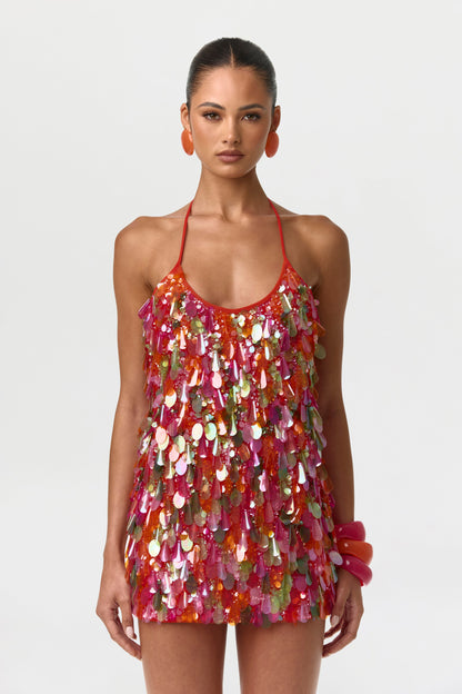 Sequin Halter Mini Dress