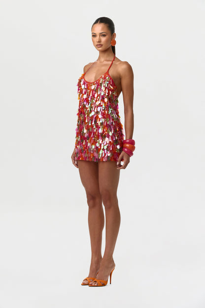 Sequin Halter Mini Dress