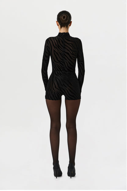 Burnout Print Turtleneck Romper