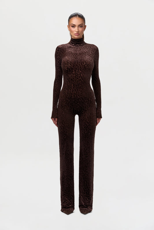 Burnout Print Turtleneck Jumpsuit