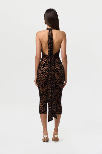 Burnout Print Halter Capri Jumpsuit