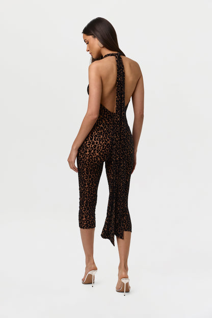 Burnout Halter Capri Jumpsuit Petite