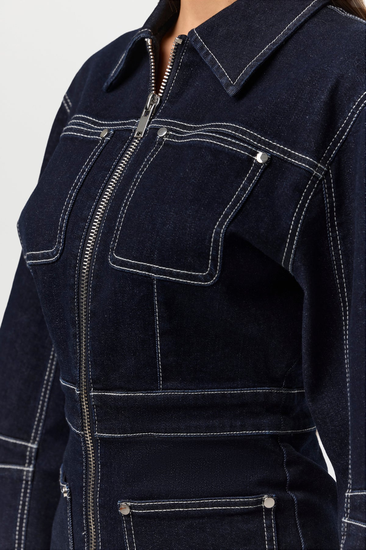 Denim  Zip Up Romper