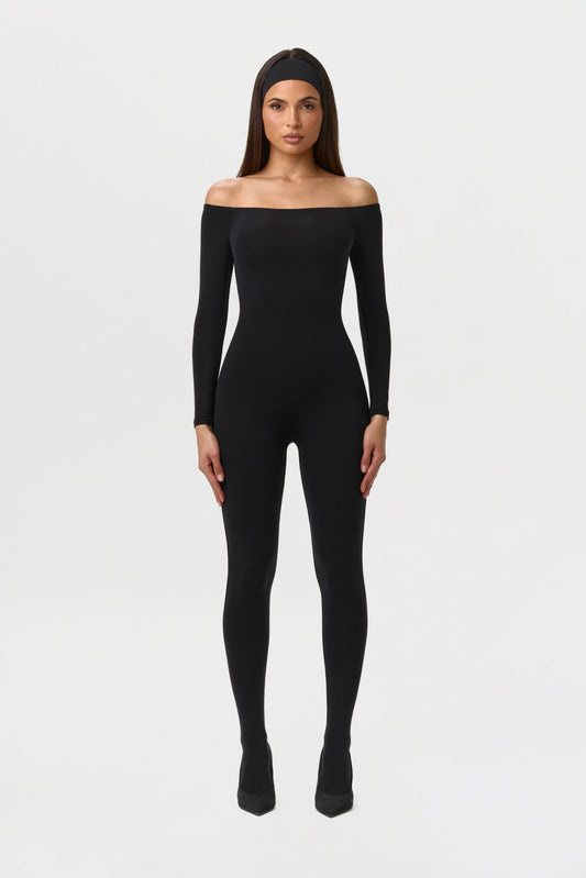 Naked Off-Shoulder Closed Toe Jumpsuit