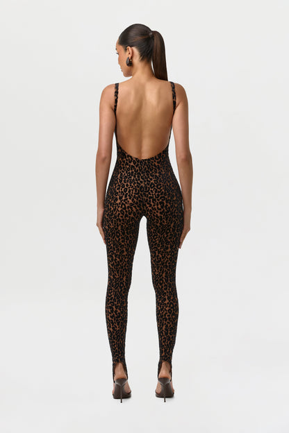 Burnout Print Open Back Jumpsuit Petite