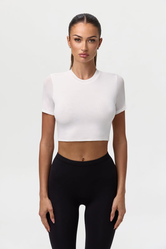 Modal Crew Short Sleeve Crop Top