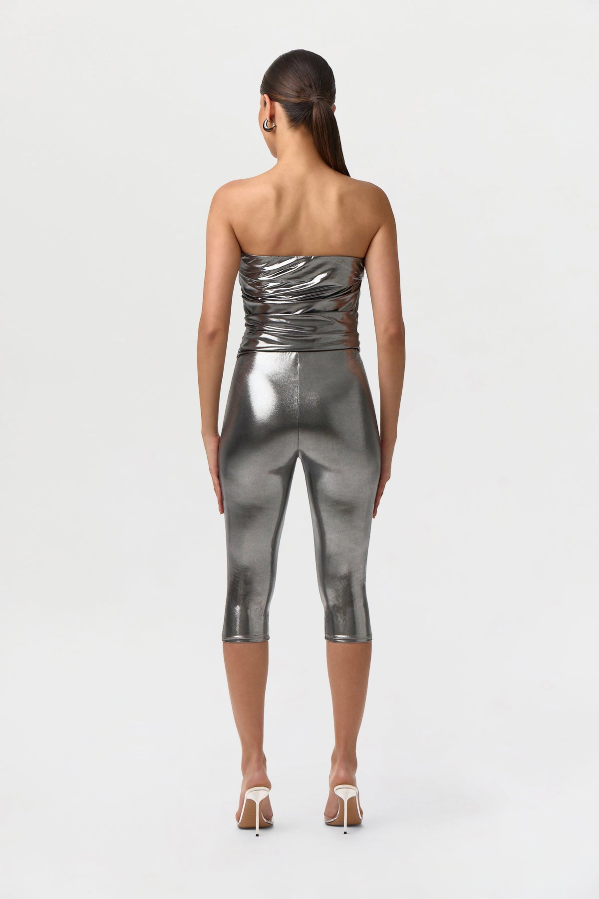 Foil Jersey Capri Leggings