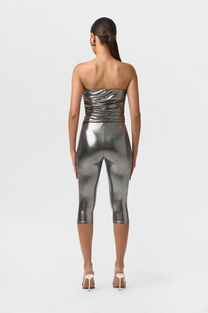 Foil Jersey Capri Leggings