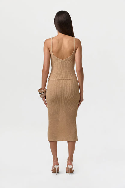 Knit High Waist Midi Skirt