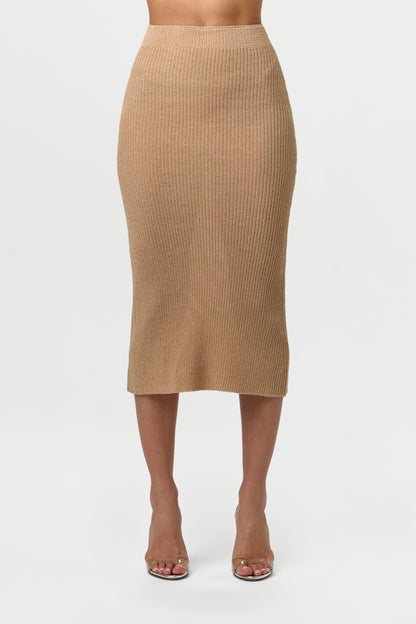 Knit High Waist Midi Skirt