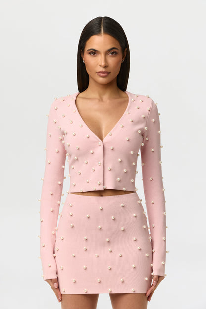 Knit Pearl Crop Cardigan