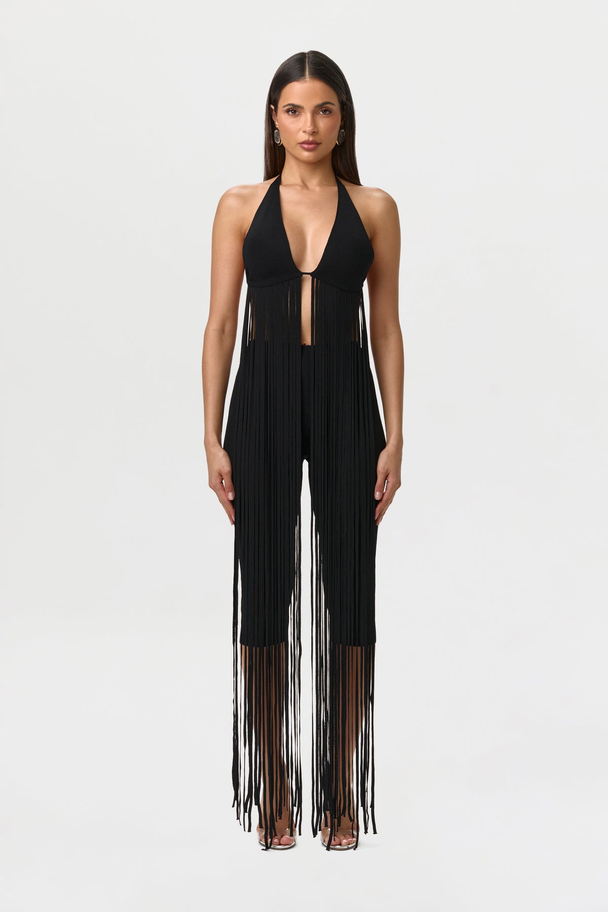 Knit Fringe Bra Halter Top