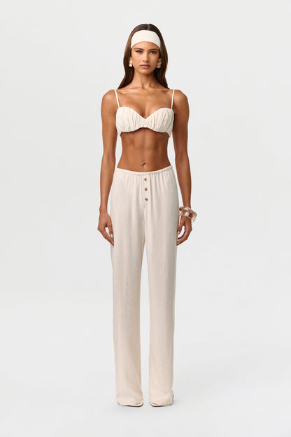 Linen Shirred Bra Top