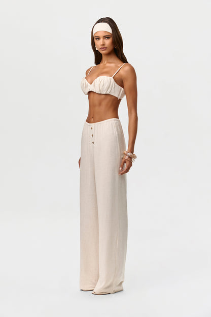Linen Shirred Bra Top