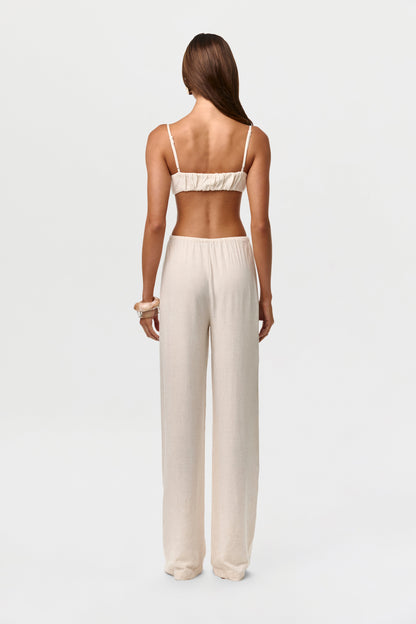 Linen Shirred Bra Top