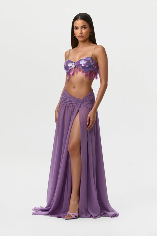 Chiffon Asymmetric Maxi Skirt